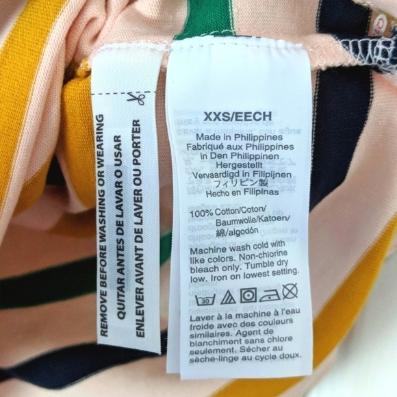 J. Crew Oversized Striped Boatneck Cotton Tunic Top Pink XXS - Picture 6 of 11